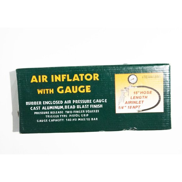 Air Inflator With Gauge 15" Hose Length 1/4" Air Inlet 140 PSI Max Cast Aluminum - Picture 1 of 5